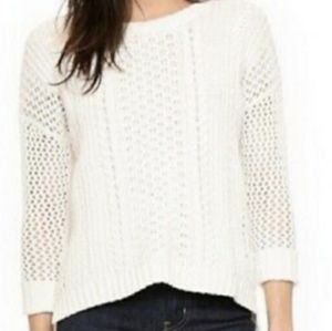 MADEWELL Plaza Ivory Cotton Blend Airy Cable Knit Sweater Dolman Sleeve sz M